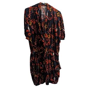 Rachel Rachel Roy Floral Black and Orange Dress With Pockets M